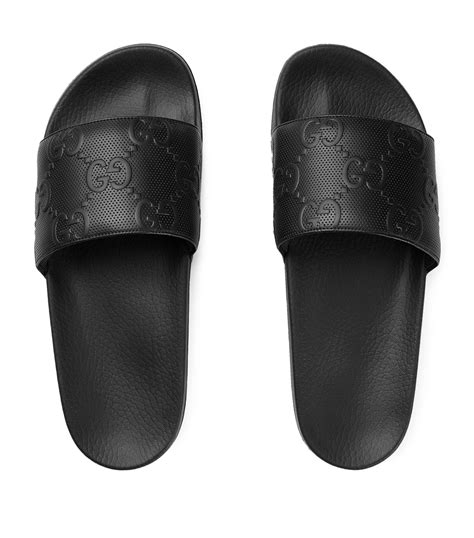 black gucci slides rubber|Gucci slides all black.